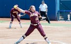Amber Fiser against UCLA at the 2019 Women's College World Series at the Softball Hall of Fame in Oklahoma City