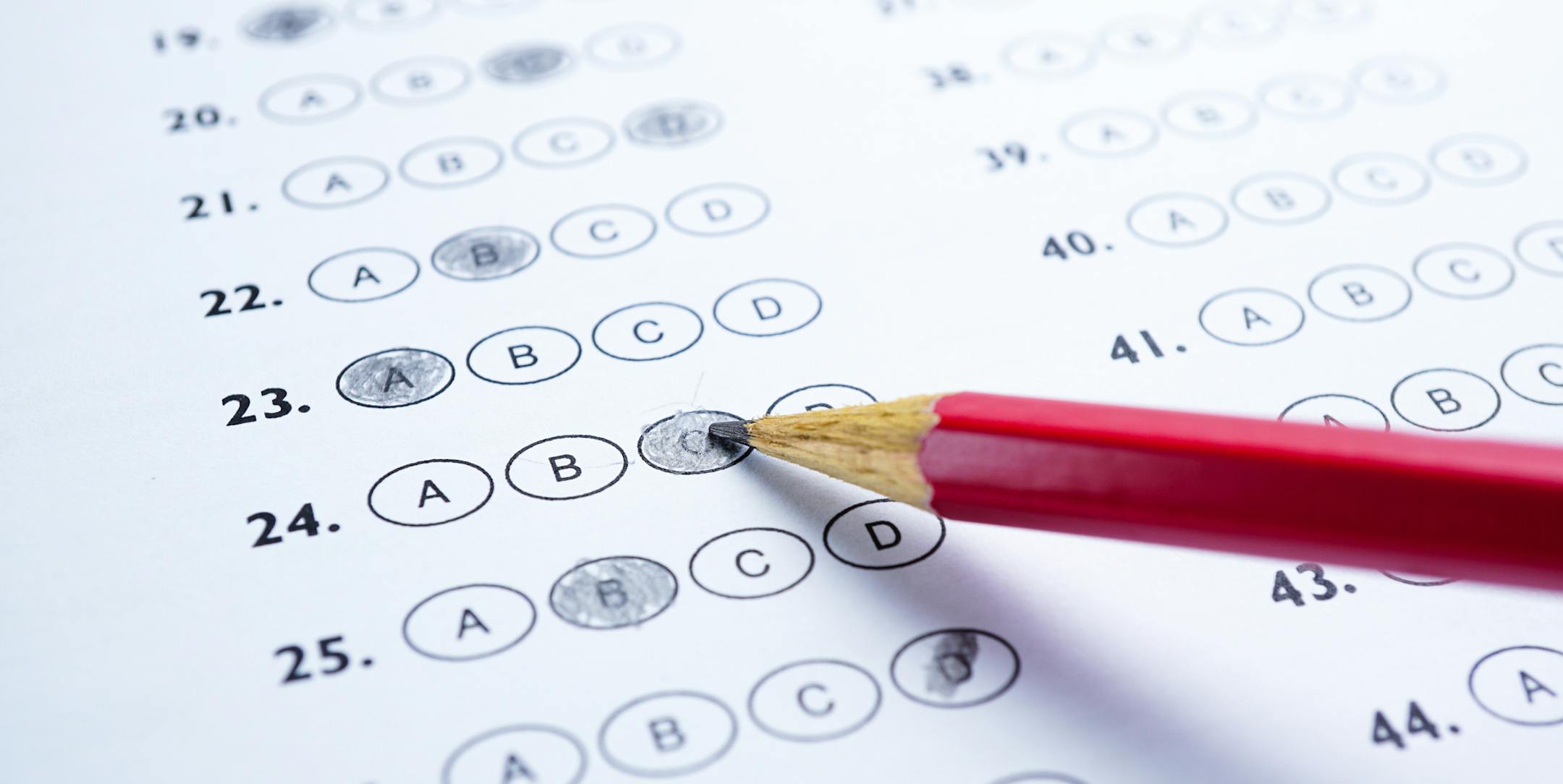 Answer sheets with Pencil drawing fill to select choice : education concept