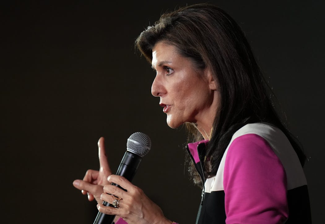 Nikki Haley spoke at the Doubletree Hotel in Bloomington on Monday.