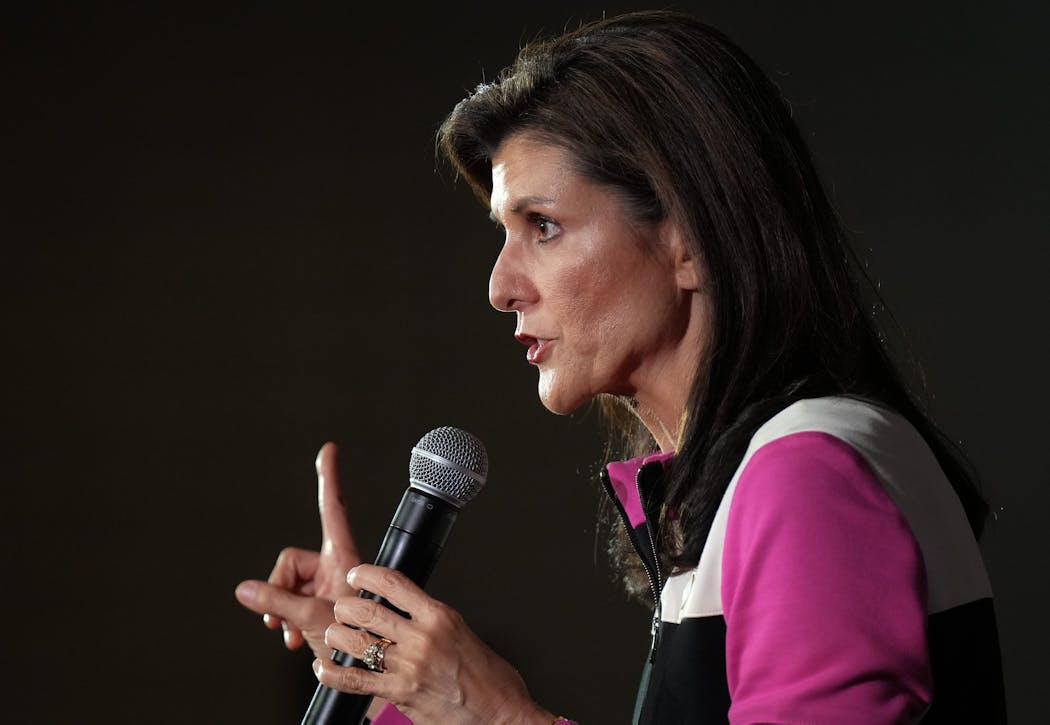 Nikki Haley spoke at the Doubletree Hotel in Bloomington on Monday.