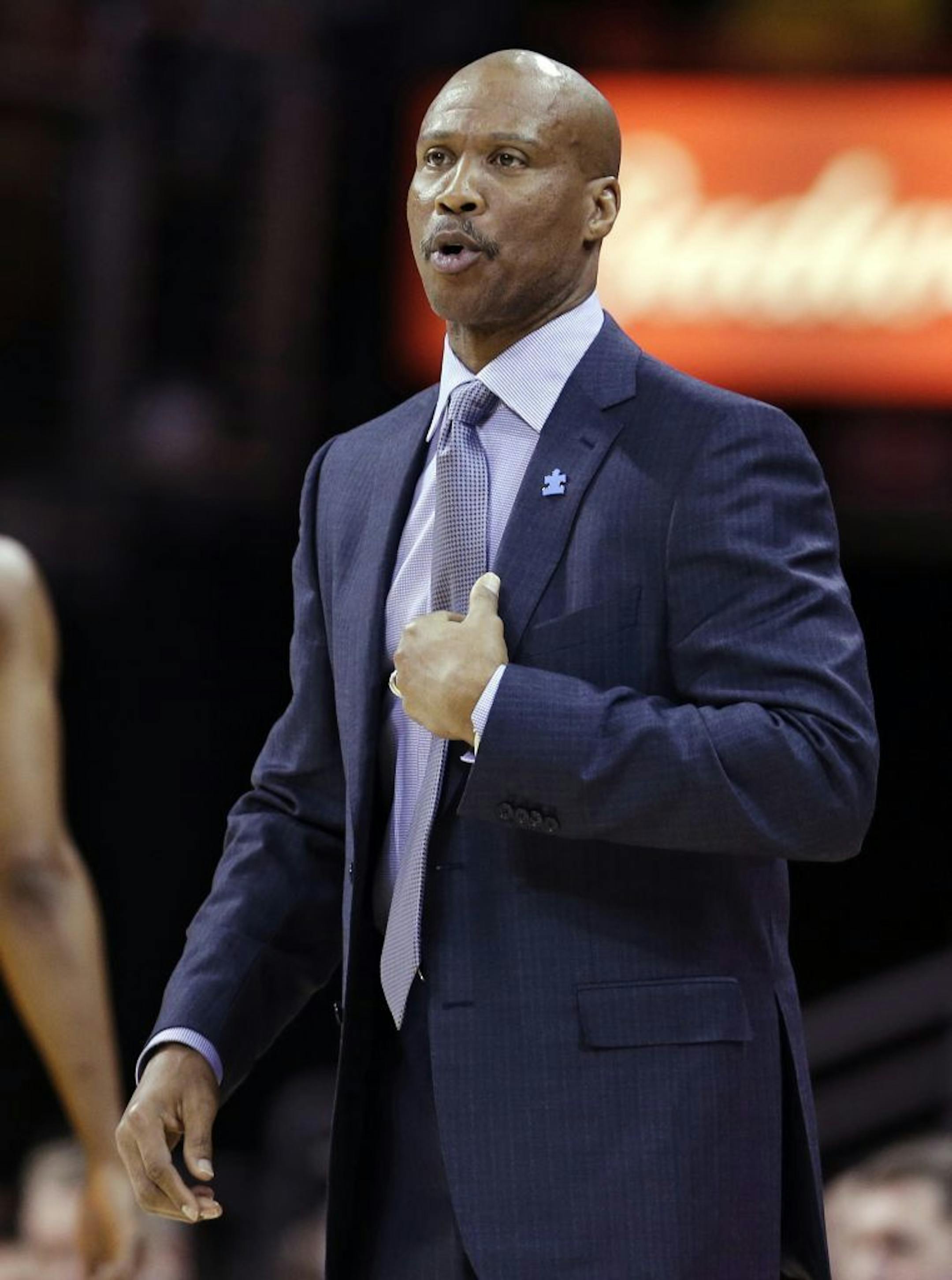 Cleveland Cavaliers head coach Byron Scott watches during the second quarter of of an NBA basketball game against the Brooklyn Nets, Wednesday, April 3, 2013, in Cleveland. The Nets won 113-95.