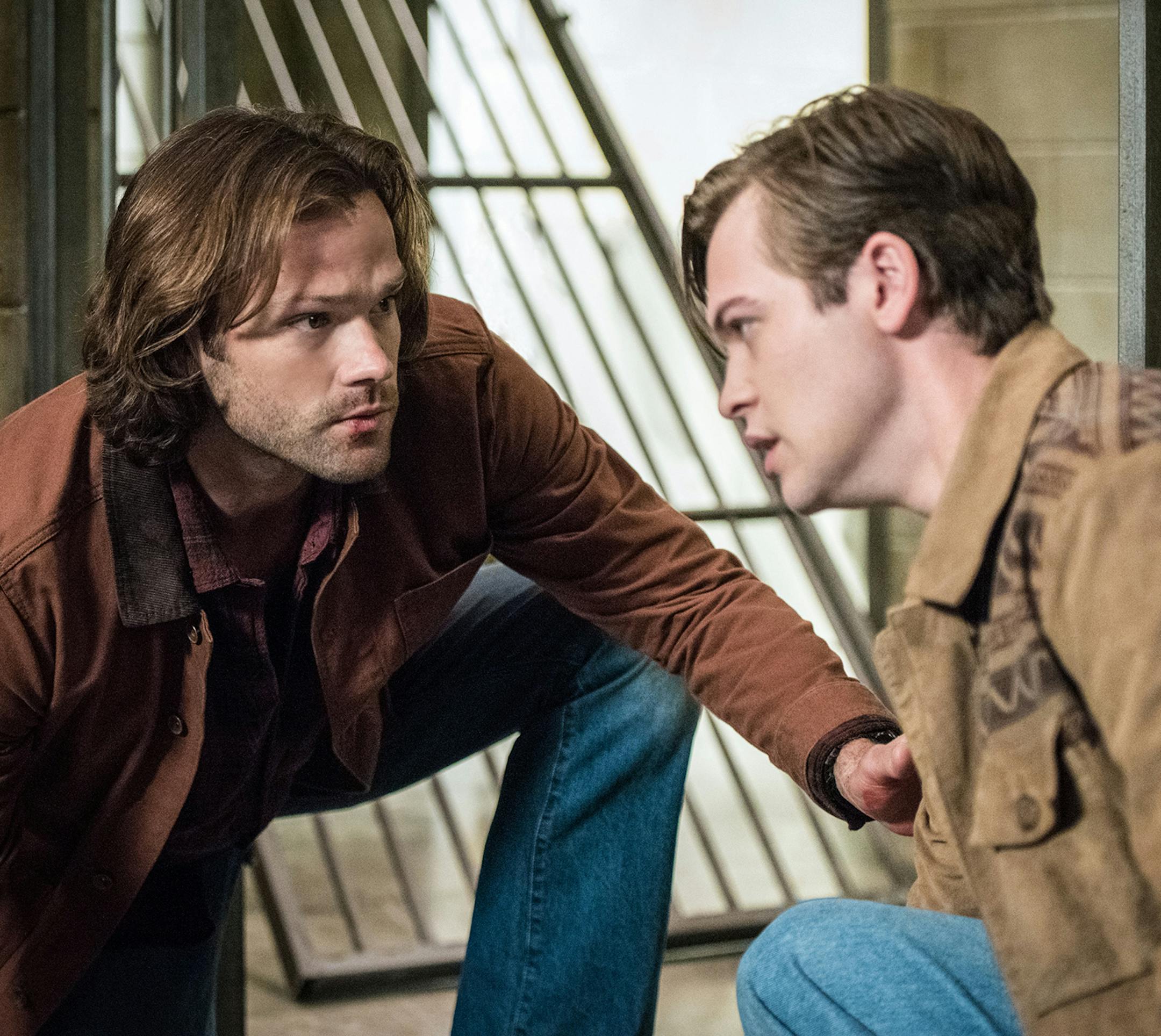 Jared Padalecki, left, and Alexander Calvert in the season 13 preimere of "Supernatural."
Photo: Dean Buscher/ CW