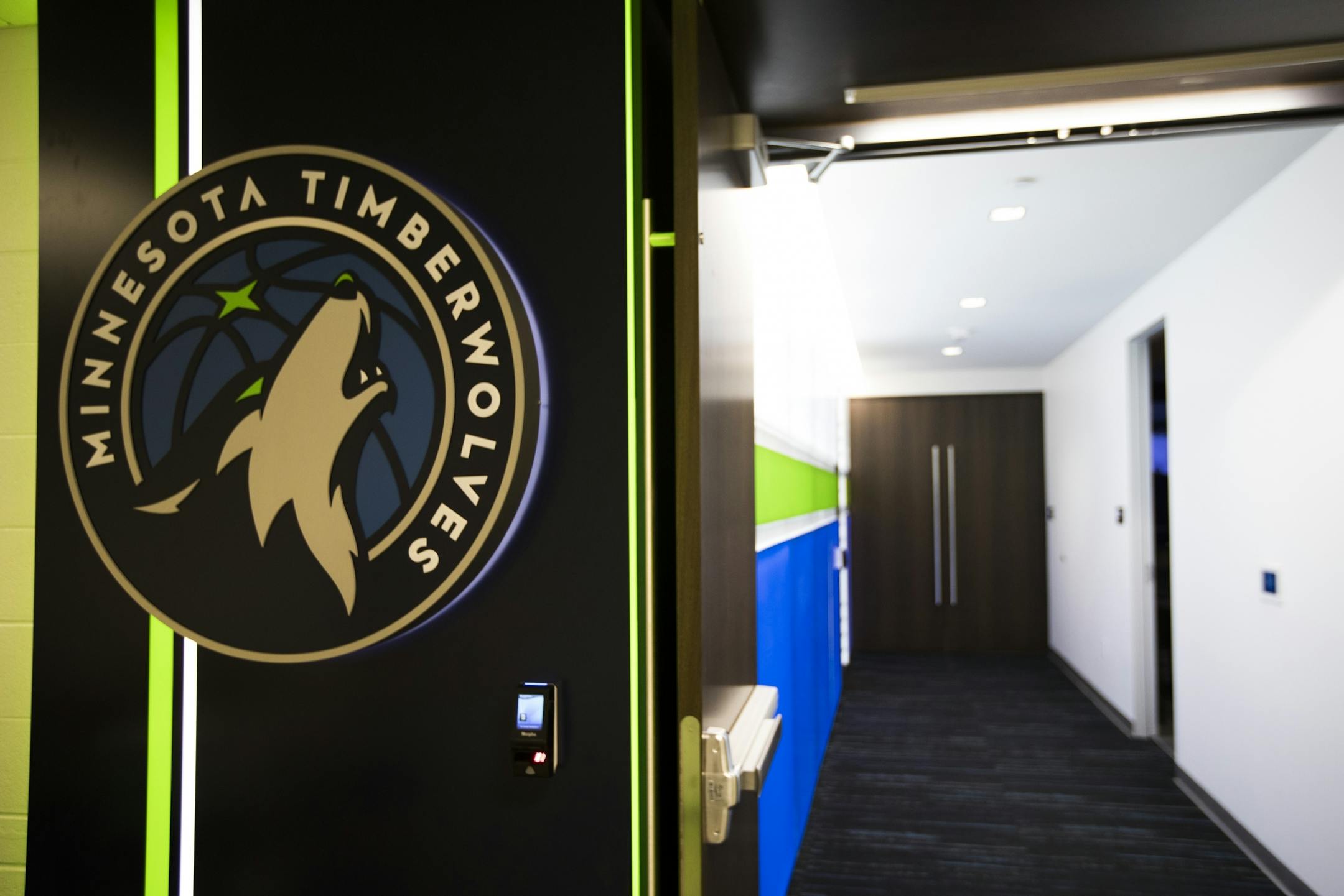 The entrance to the Timberwolves locker room.
