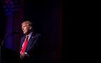 Former President Donald Trump speaks during the National Religious Broadcasters convention in Nashville, Tenn. on Feb. 22, 2024. Trump on Friday broke
