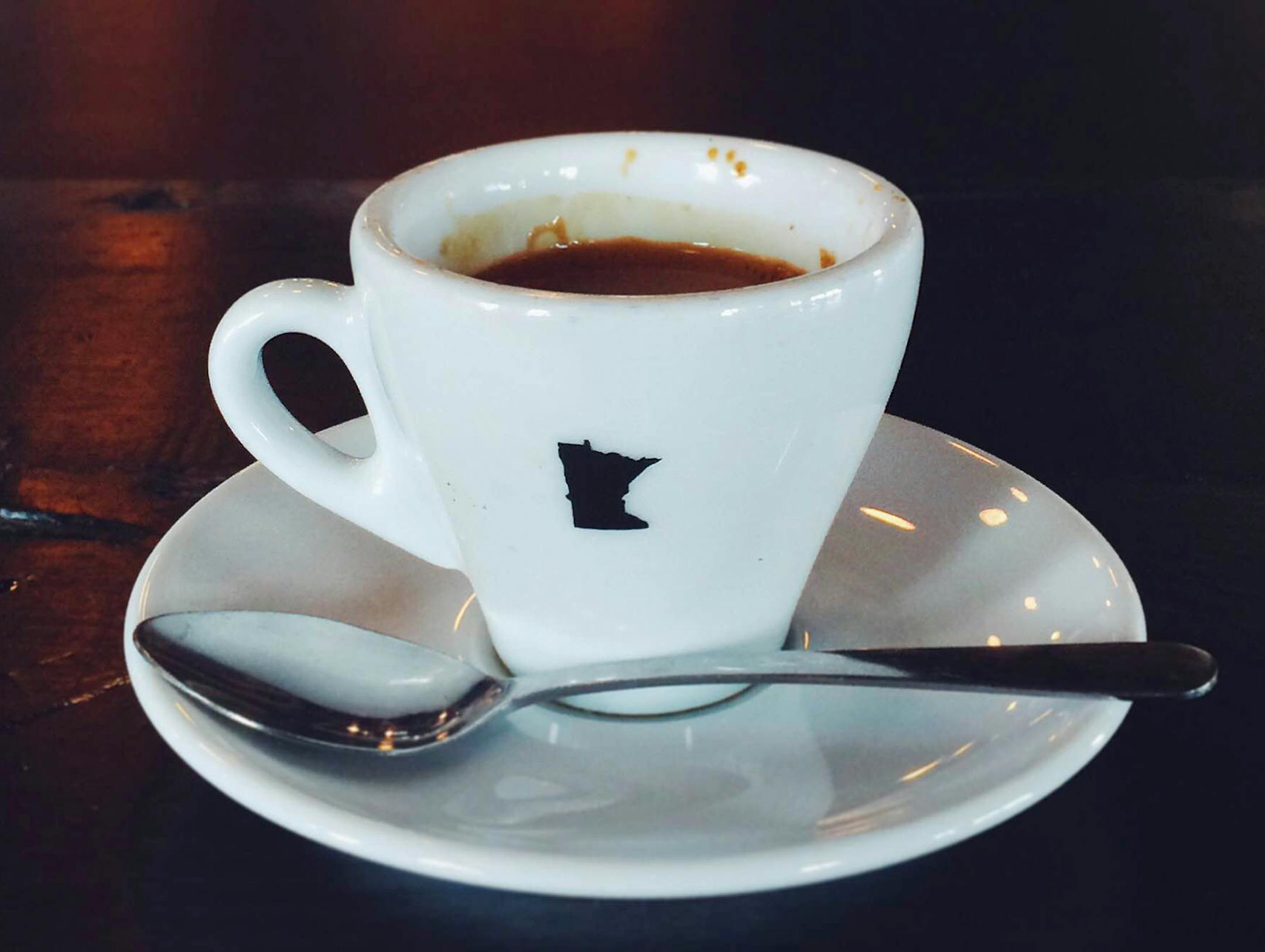 Espresso at Spyhouse Coffee's northeast Minneapolis location: 945 NE. Broadway. Open seven days a week. http://spyhousecoffee.com/pages/broadway