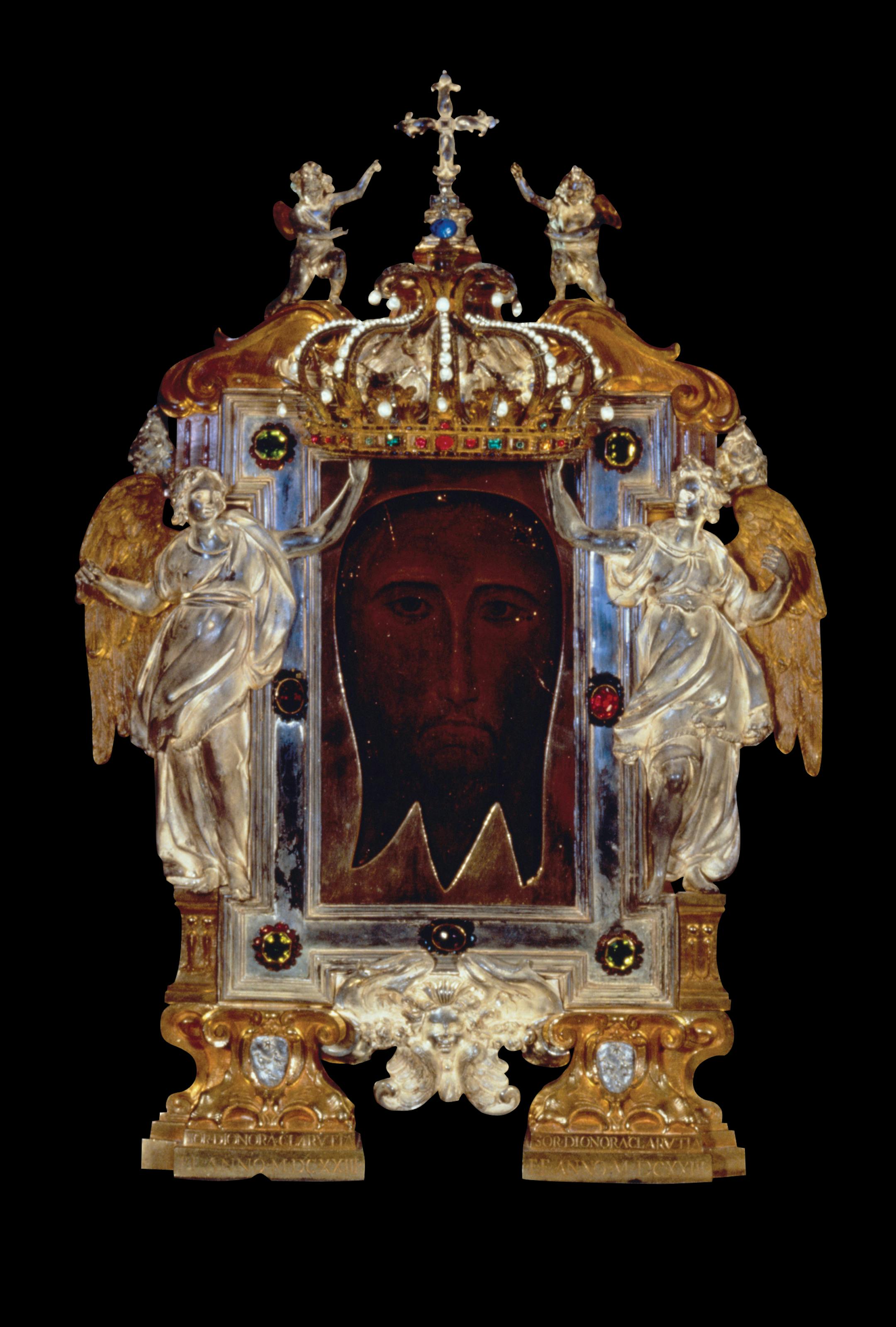 Mandylion of Edessa, 3rd to 5th century (Tempera on linen attached to wood, silver, gilt copper with various stones) Office of the Liturgical Celebrations of the Supreme Pontiff, Vatican City State