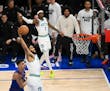 Karl-Anthony Towns dunks the ball during the first quarter of Game 6.

  ] AARON LAVINSKY • aaron.lavinsky@startribune.com