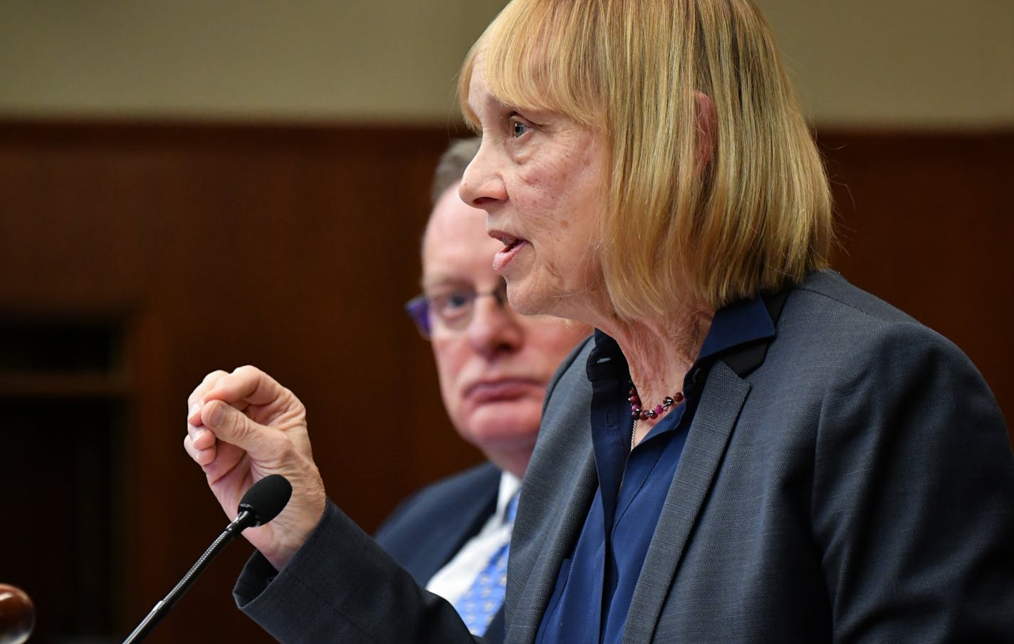 Ted Mondale and Michele Kelm-Helgen responded after Minnesota Legislative Auditor James Nobles delivered his report to the committee.