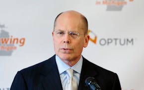 Stephen Hemsley, president and CEO of UnitedHealth Group, speaks at a news conference on April 29, 2014.