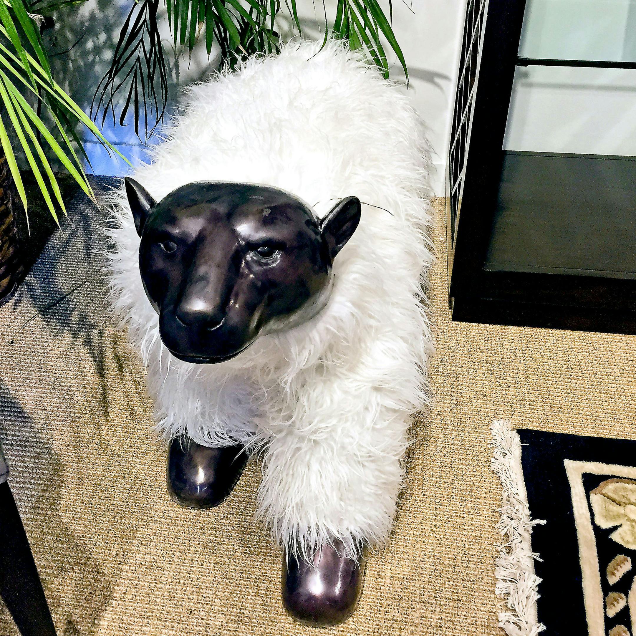 Maitland-Smith did a quirky polar bear stool/footrest with white faux fur. (Patricia Sheridan/Pittsburgh Post-Gazette/TNS) ORG XMIT: 1195575