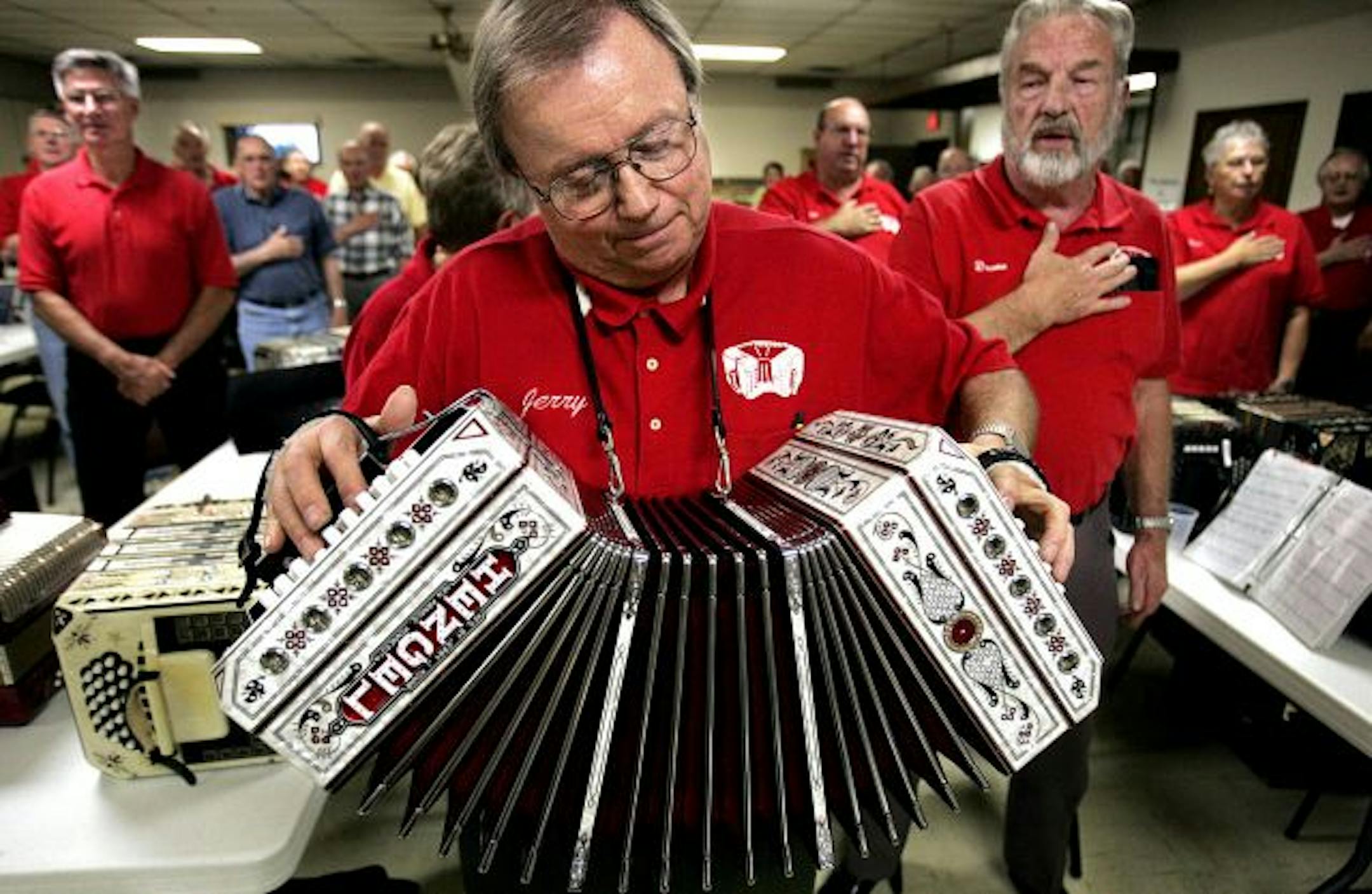 Jerry Minar, a co-founder of the Concertina Club, often plays at Landmark Cafe.