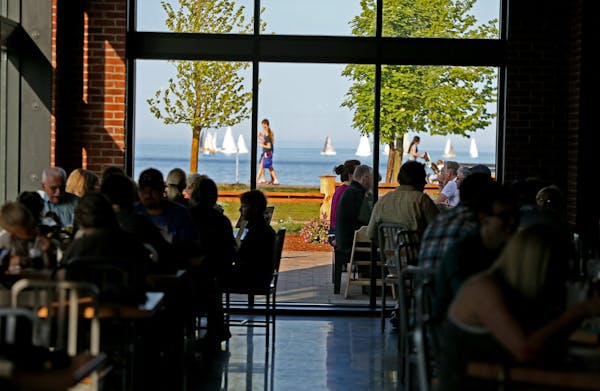 Patrons took in the view at the Canal Park Brewing Company, Wednesday, June 19, 2013 in Duluth, MN. (ELIZABETH FLORES/STAR TRIBUNE) ELIZABETH FLORES &