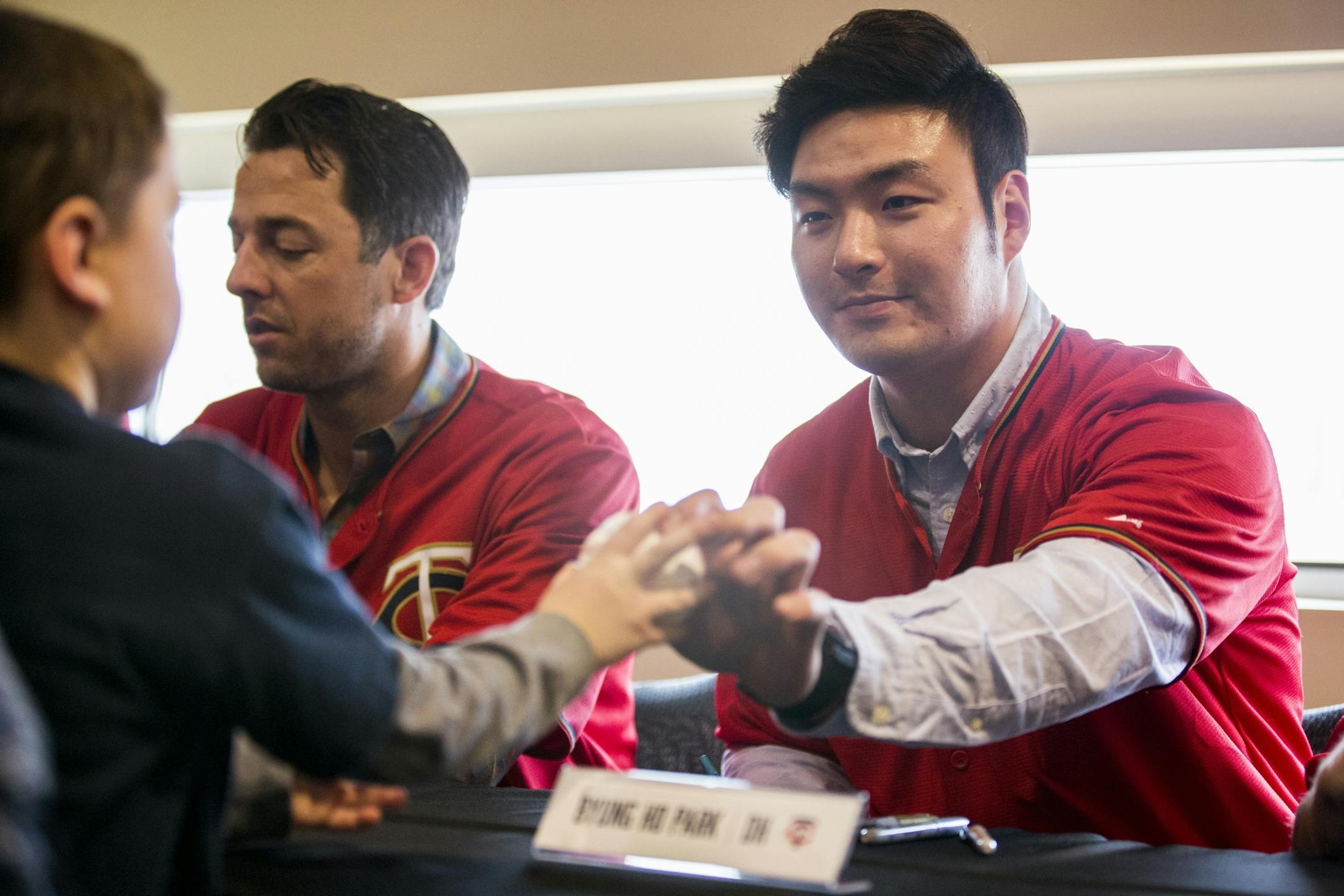 New Twins player Byung Ho Park signs autographs during TwinsFest at Target Field in Minneapolis on January 29, 2016.