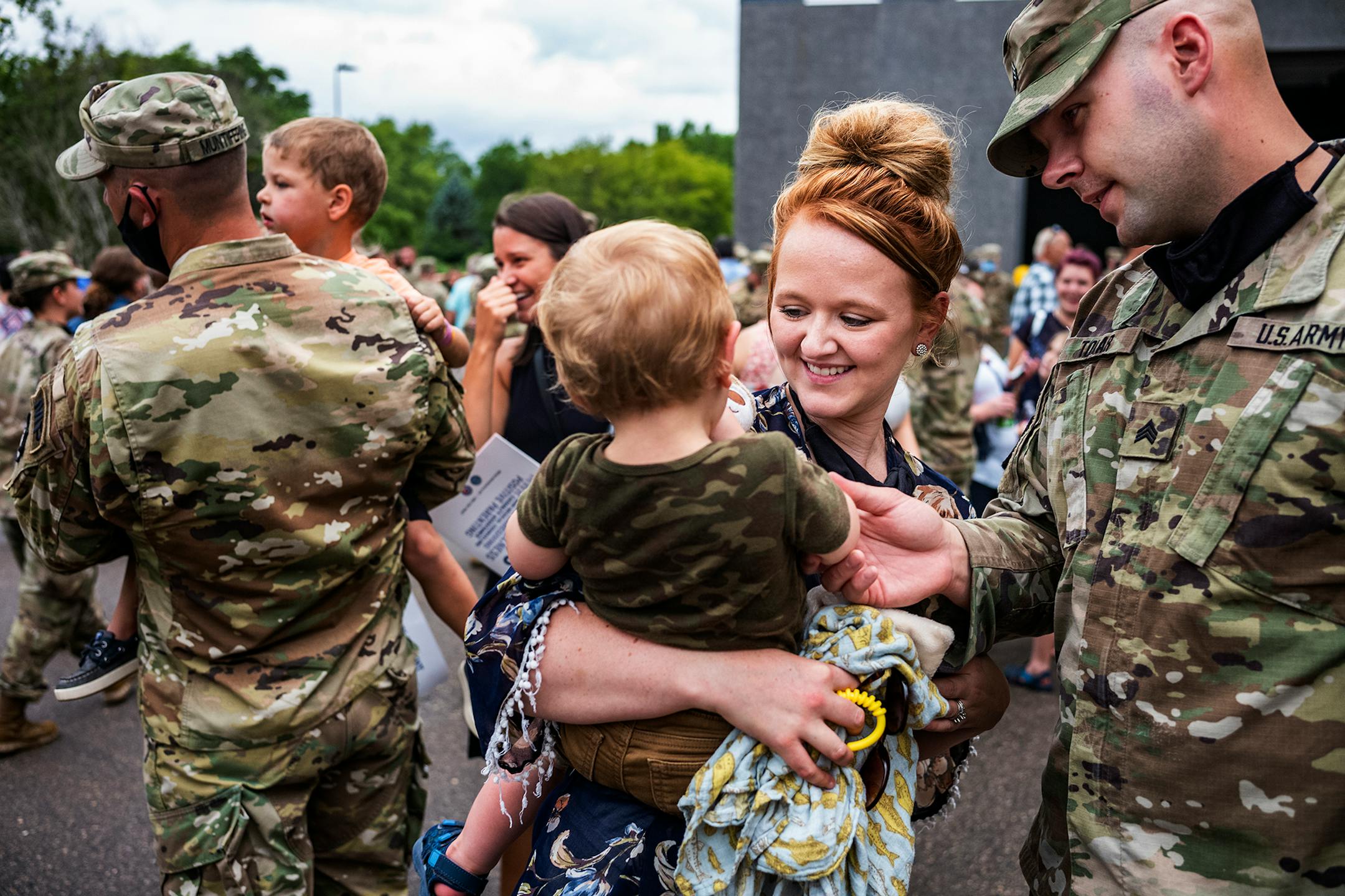 Sgt. Alex Tokar said goodbye to his wife Brittney and son Nolan, 2, before a year-long deployment.