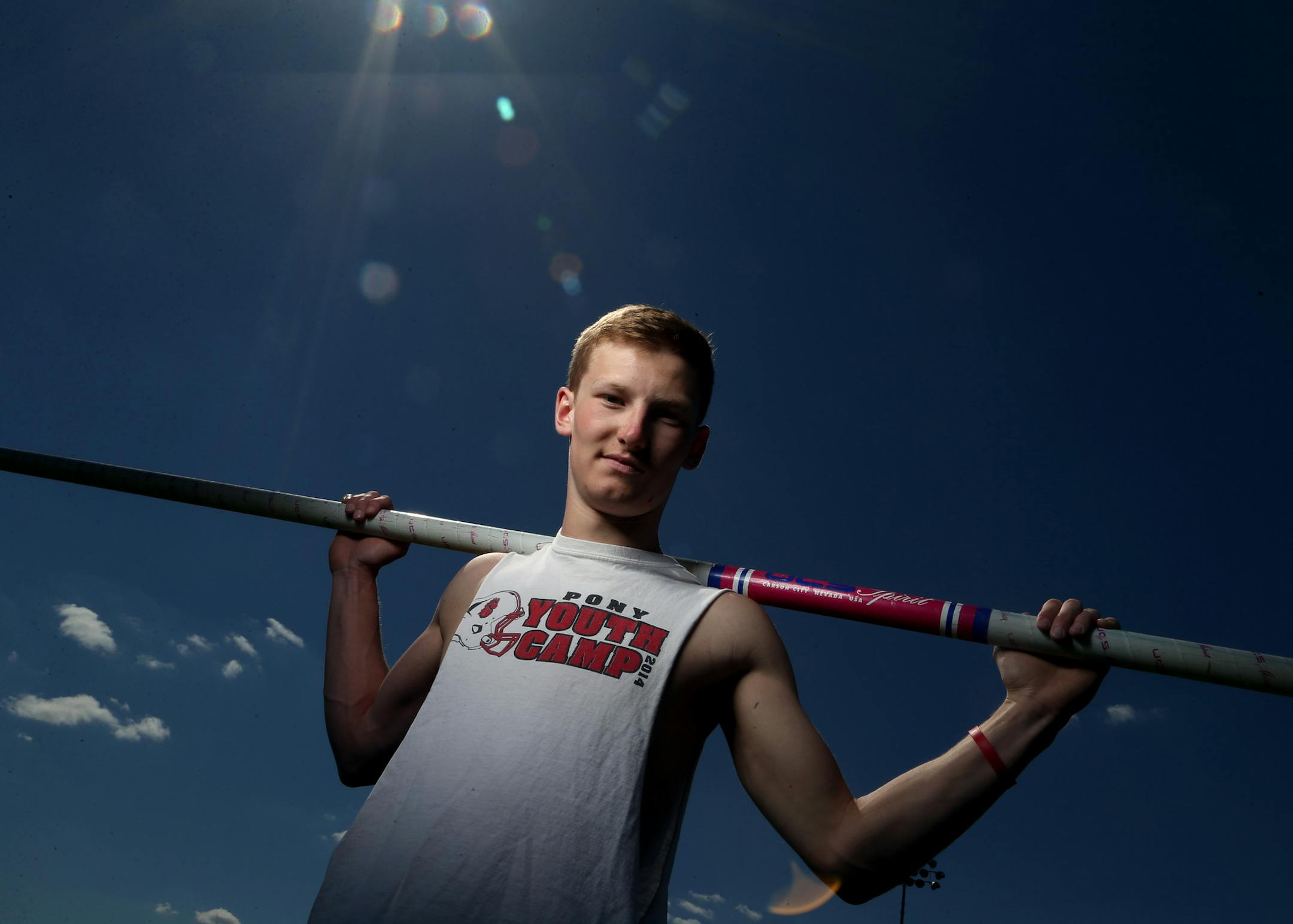 Stillwater high school pole vaulter Braden Cousineau practiced at Stillwater High Monday May 2, 2016 Stillwater, MN.] Jerry Holt /Jerry.Holt@Startribune.com