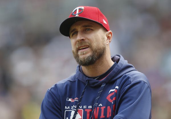 Minnesota Twins manager Rocco Baldelli directs against the Detroit Tigers in a baseball game Saturday, May 11, 2019, in Minneapolis. (AP Photo/Jim Mon
