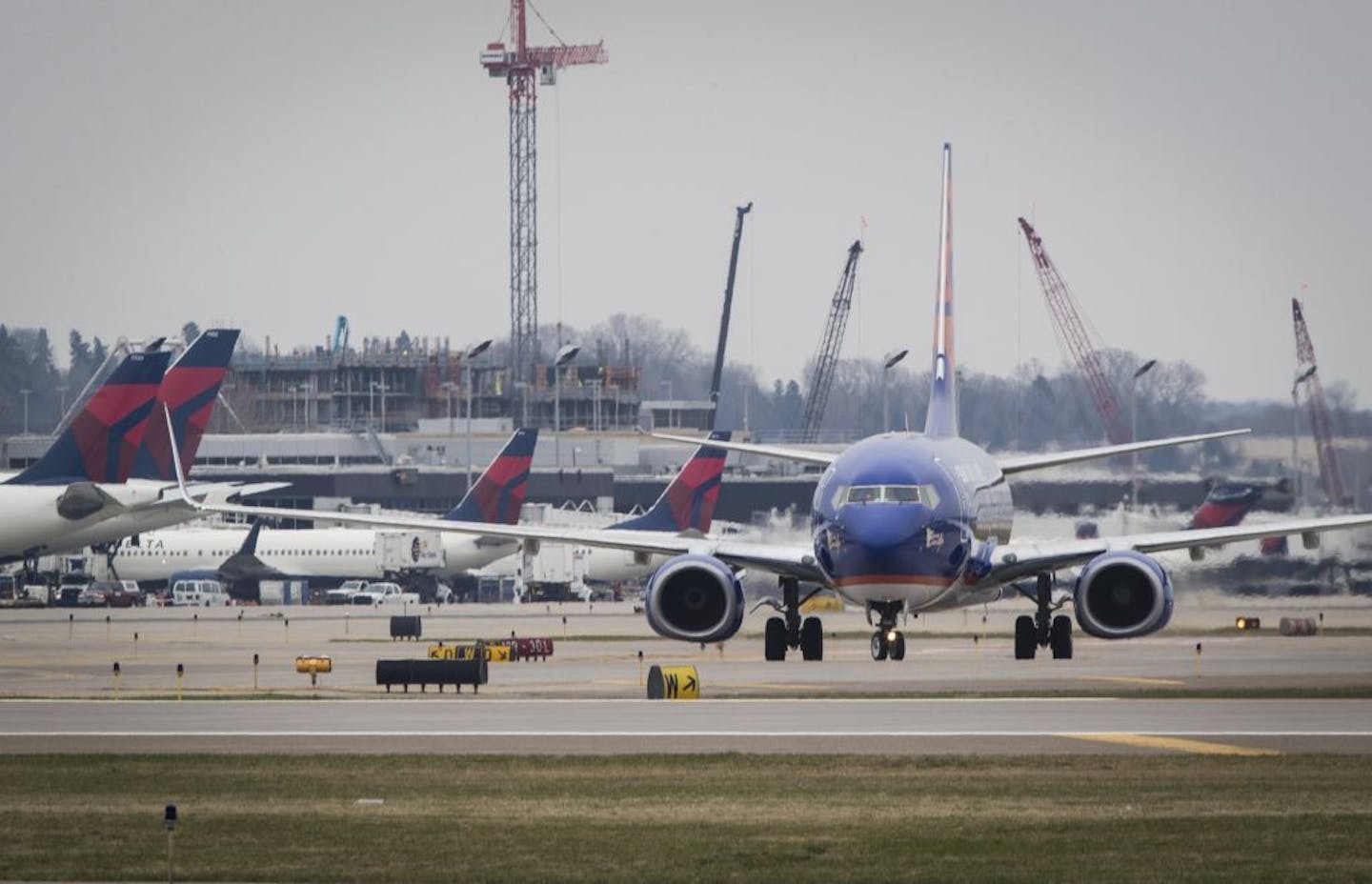 A plane taxied to take off at the Minneapolis/ St. Paul International Airport in Bloomington, Minn., on April 12, 2017.