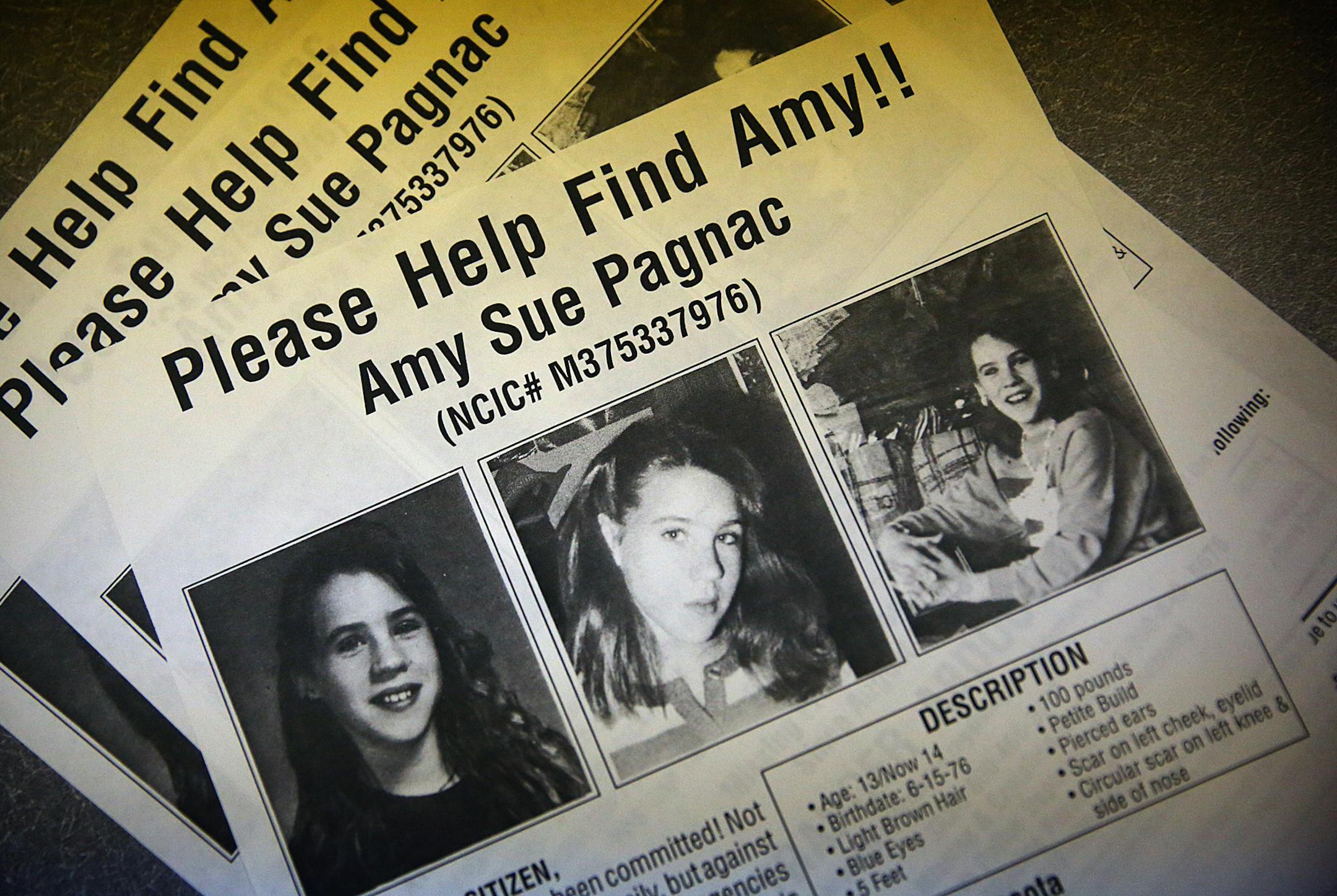 Susan Pagnac displayed materials associated with her daughter, Amy, who disappeared in 1989. Pagnac recently talked about the disappearance and also a search by law enforcement of her family‚Äôs home and property in Maple Grove in late May.] JIM GEHRZ ‚Ä¢ jgehrz@startribune.com / Minneapolis, MN / May 31, 2014 / 11:00 AM / BACKGROUND INFORMATION: For the first time since police and FBI investigators dug up their yard and sifted through their Maple Grove house, A