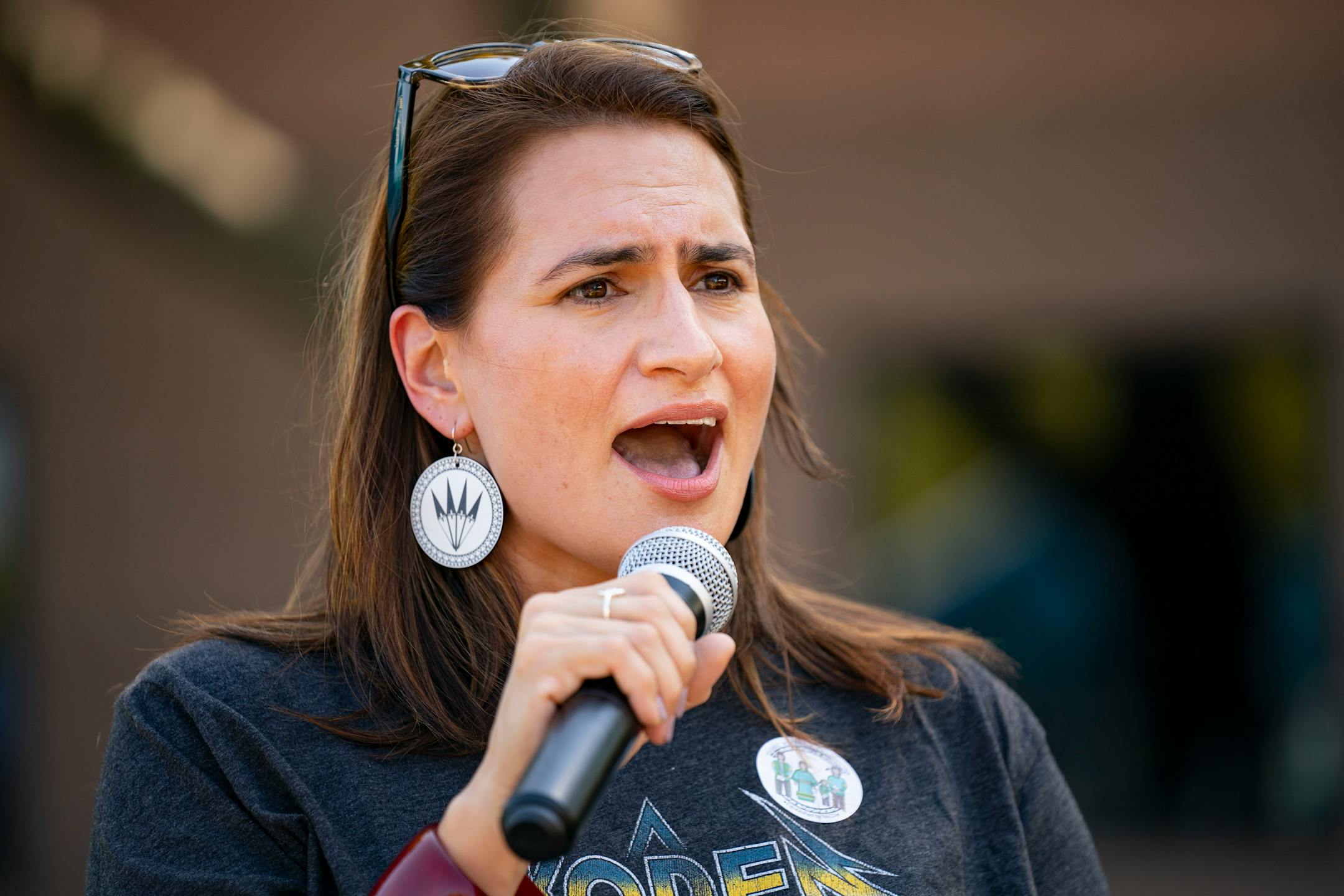 Minnesota Lieutenant Governor Peggy Flanagan speaks at a "Get Out the Vote" event on Tuesday, Sep. 20, 2022 at American Indian OIC in Minneapolis.