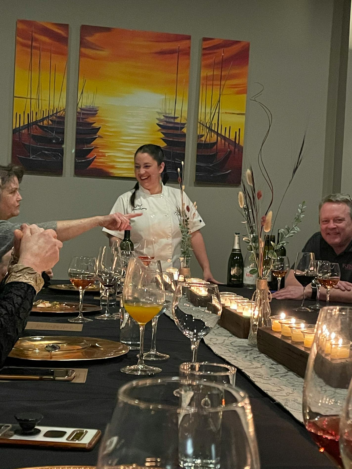 Chef Soleil Ramirez mingles with guests at her Love and Soul dinner series in Columbia Heights