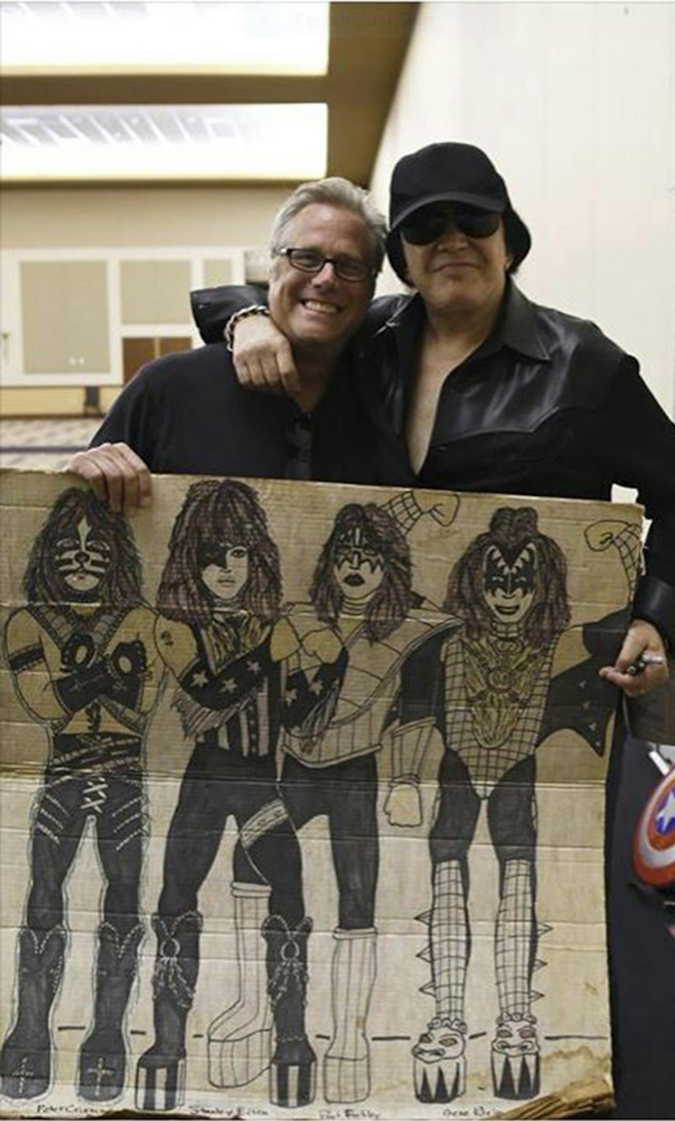 Tommy Sommers with Gene Simmons backstage at Kiss' Grand Casino Hinckley amphitheater concert on July 15.