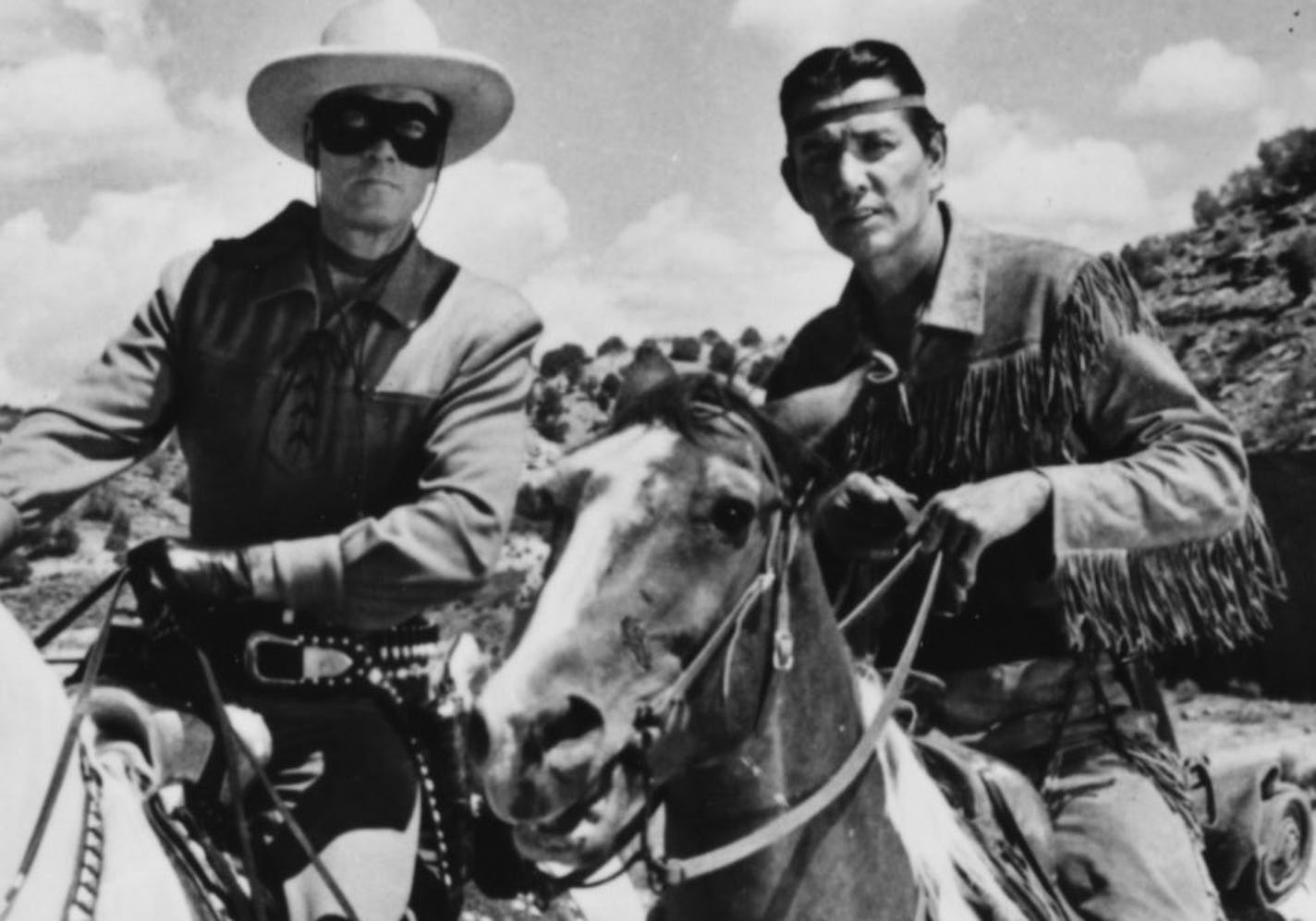 (Left to right) Clayton Moore stars as the Lone Ranger, and Jay Silverheels as his trusted Indian partner Tonto, in the television series "The Lone Ranger." File photo.