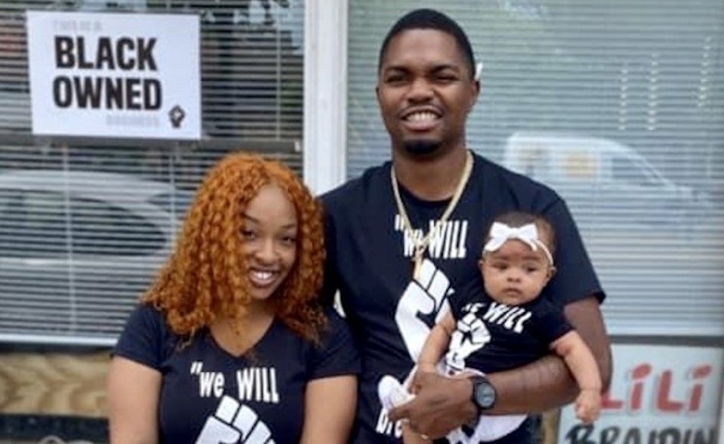 Cody Pollard with his wife, Quinesha Adams, and their children Ochean, 4, and Khodi.