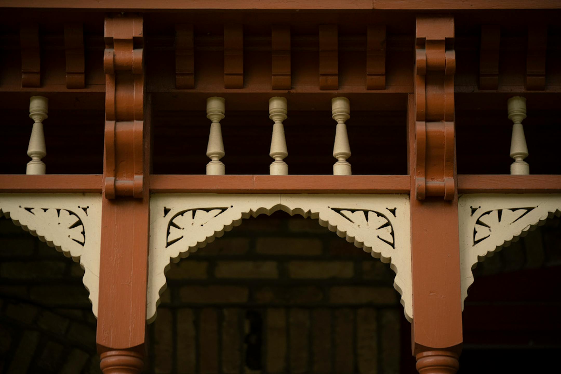 Detail of the porch trim on one of the homes.
