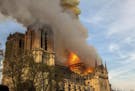 This photo taken on April 15, 2019 shows Notre Dame cathedral burning in Paris.