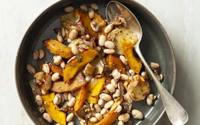 Skillet Roasted Butternut Squash and White Beans with Warm Spices
