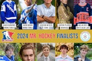 Mr. Hockey finalists, from top left: Hagen Burrows, Javon Moore, Jackson Nevers, Carson Pilgrim, Nolan Roed, John Stout, Gavin Uhlenkamp, Noah Urness,