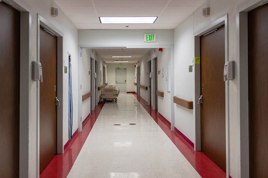 The empty hallway of Fulton Medical Center