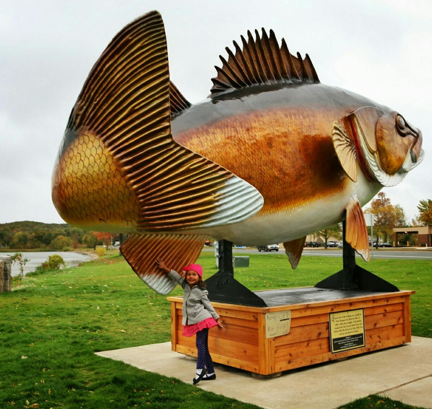 Mila, one of the kids from the Mali Mish family, at the walleye statue in Garrison. The family, which travels the country in an Airstream trailer, has more than 40,000 followers on Instagram. They came to Minnesota for 10 days on the invitation of Explore Minnesota, which has incorporated more social media into its tourism marketing.