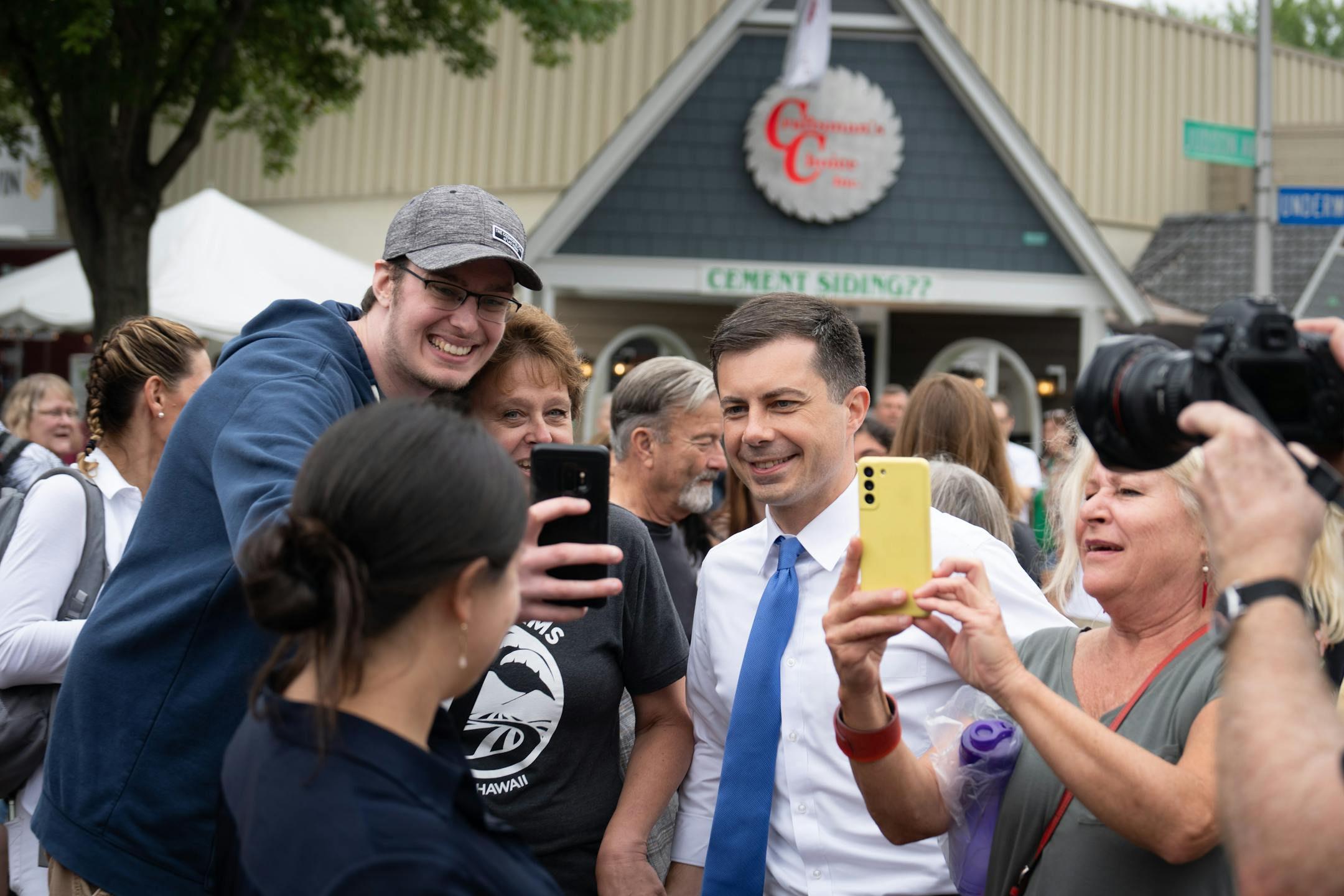U.S. Transportation Secretary Pete Buttigieg posed for selfies with fans at the Minnesota State Fair Thursday, Aug. 25, 2022, Falcon Heights, Minn.