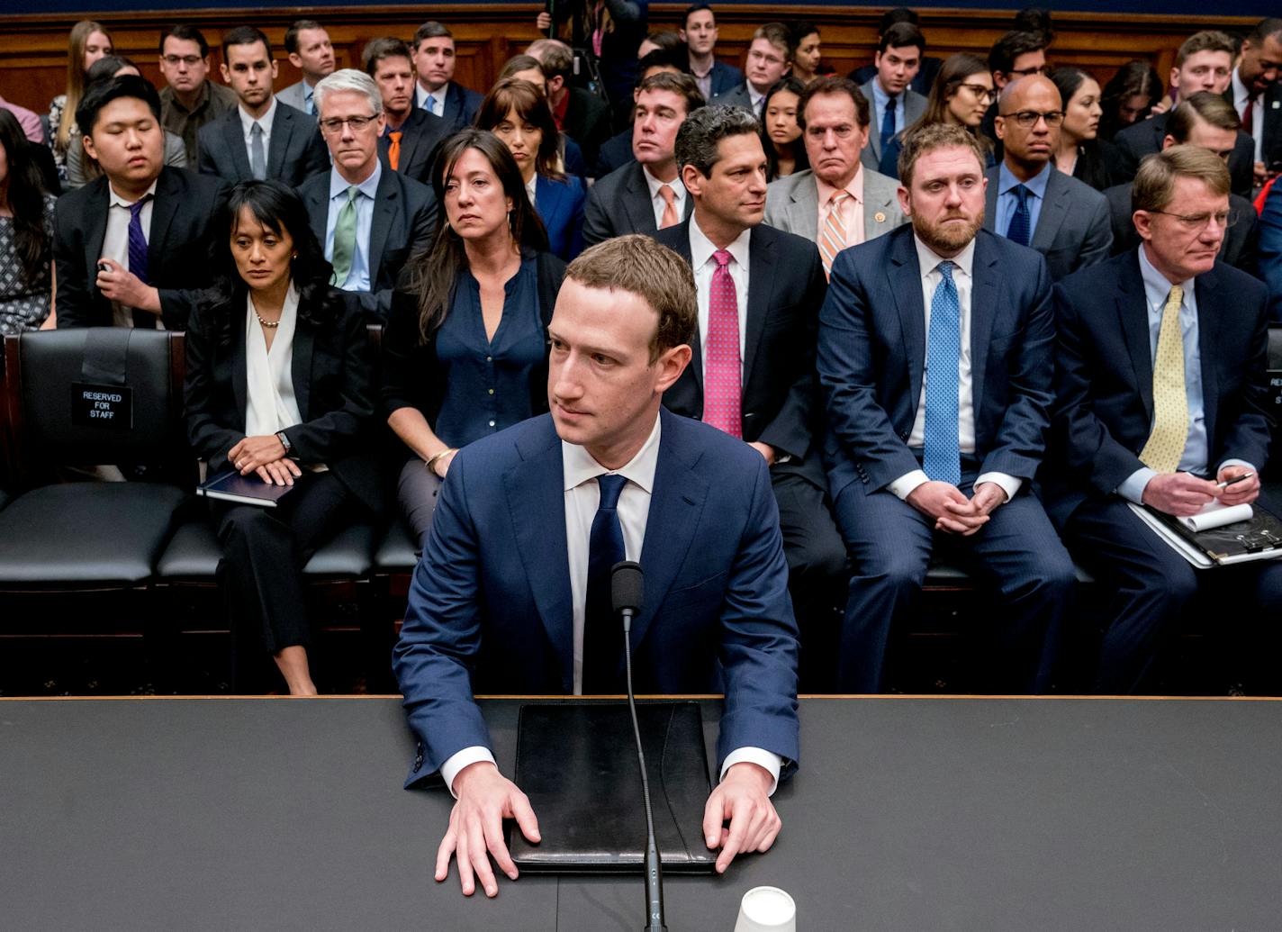 In this Aprill 11, 2018, photo, Facebook CEO Mark Zuckerberg arrives to testify before a House Energy and Commerce hearing on Capitol Hill in Washington, about the use of Facebook data to target American voters in the 2016 election and data privacy. (AP Photo/Andrew Harnik)