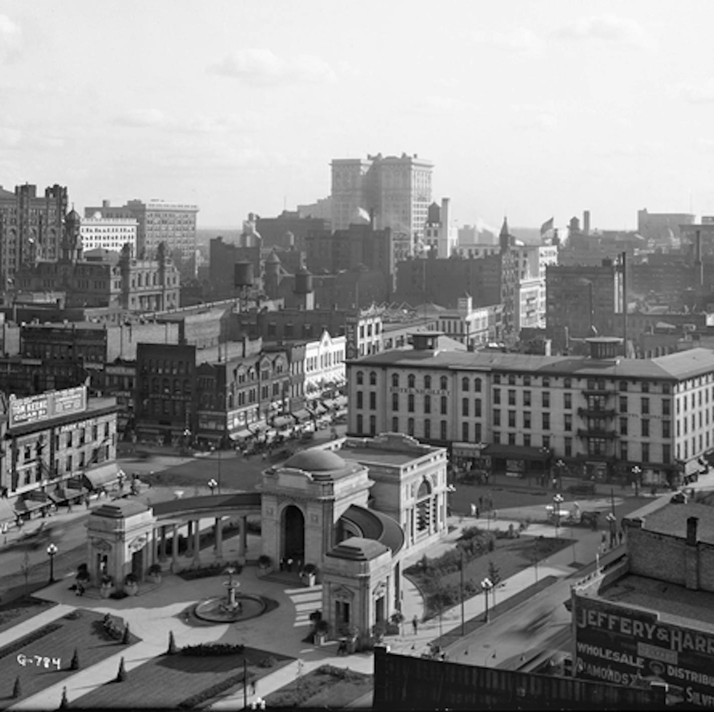 The Metropolitan Building, top, was one of the gems destroyed by the 1960s Gateway Center Urban Renewal Project. But many of the buildings in the area, including those along Washington Avenue, center, weren't as notable.