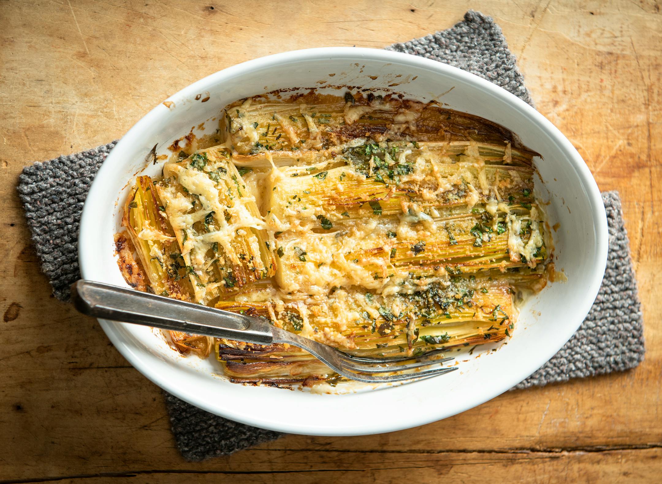Make braised leeks a hearty side dish or a vegetarian main. Credit: Mette Nielsen, Special to the Star Tribune