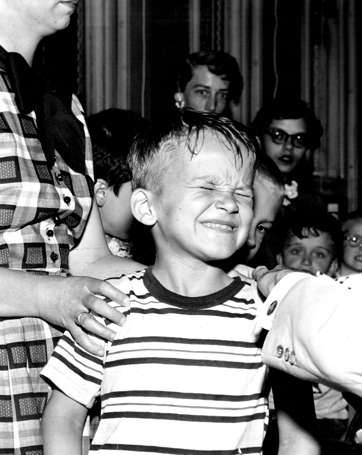 May 24, 1955 Children vaccinations First phase of Salk polio vaccine program. Photo taken Monday, May 23, 1955, Bremer Elementary School, Minneapolis, by Minneapolis Tribune photographer Dwight Miller.