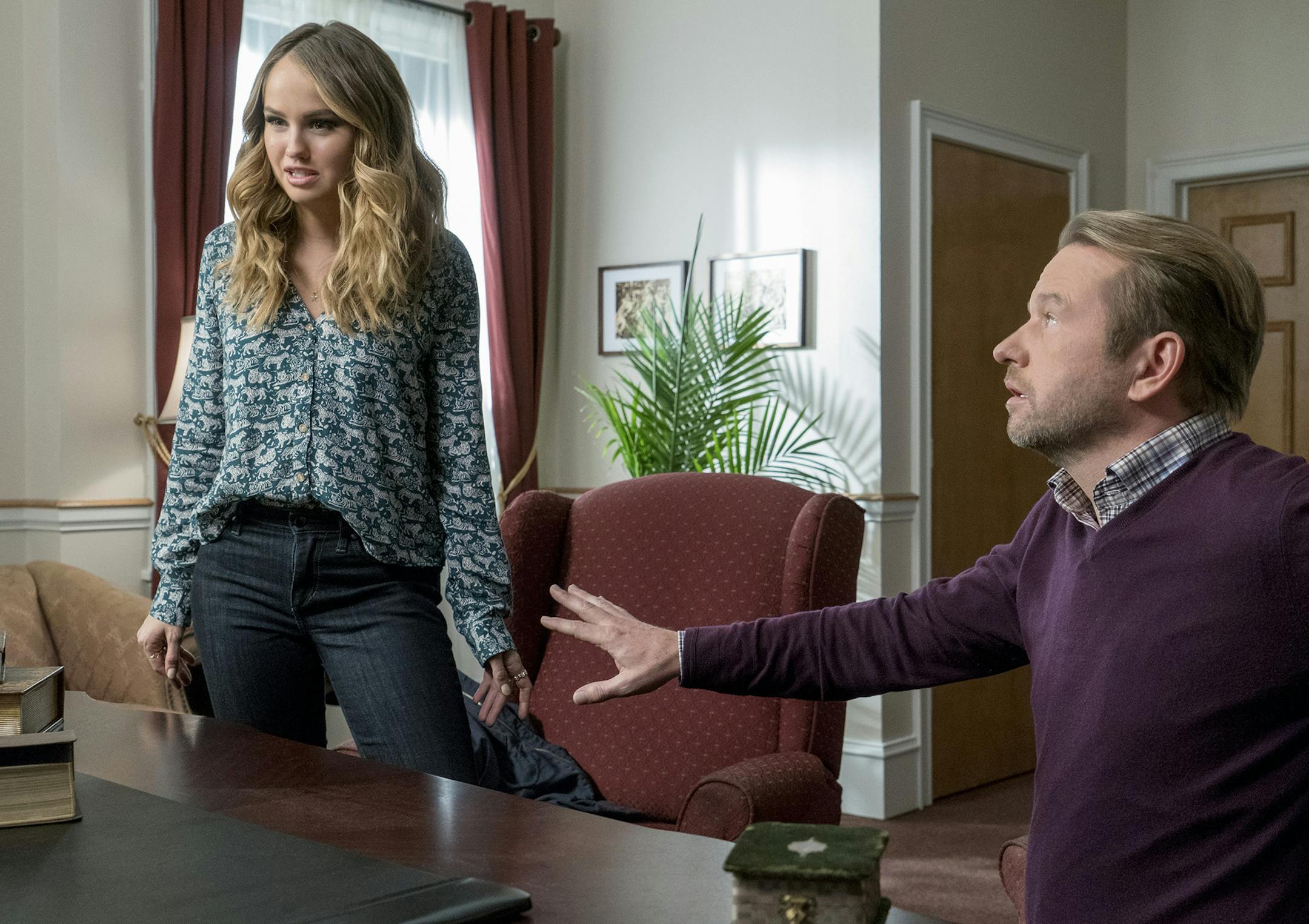 Debby Ryan and Dallas Roberts in the Netflix series "Insatiable."