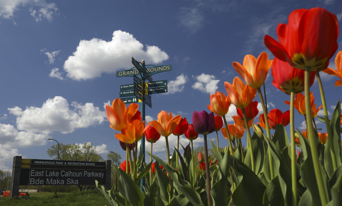 Signage at the north end of Lake Calhoun along Lake St. Wednesday afternoon. ] JEFF WHEELER &#xef; jeff.wheeler@startribune.com The Minneapolis Park Board will take its final vote Wednesday evening, May 2, 2017 on changing Lake Calhoun's name to Bde Maka Ska.