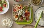 Mediterranean Chicken, Roasted Vegetables and Farro Bowls