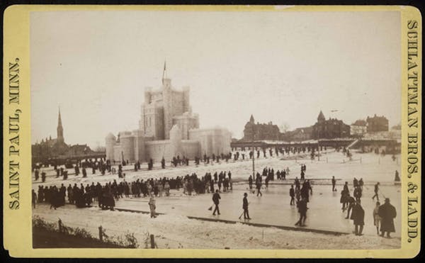 St. Paul's Central Park with an elaborate ice palace in 1886.