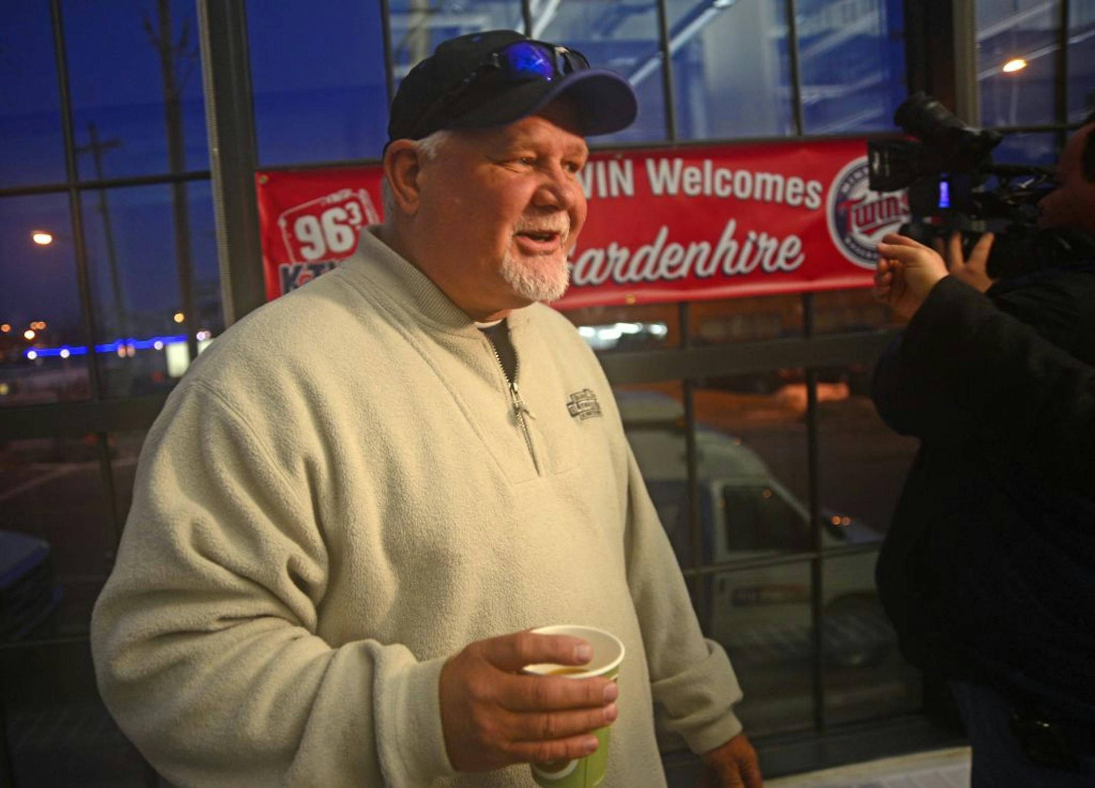 Manager Ron Gardenhire prepared for the first of four stops on Monday's first day of the Twins Winter Caravan: the K-TWIN studios next to Target Field.