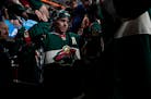 Zach Parise during the pregame warm ups. Parise is playing for the first time this season after missing 39 games due to an injury. ] CARLOS GONZALEZ �