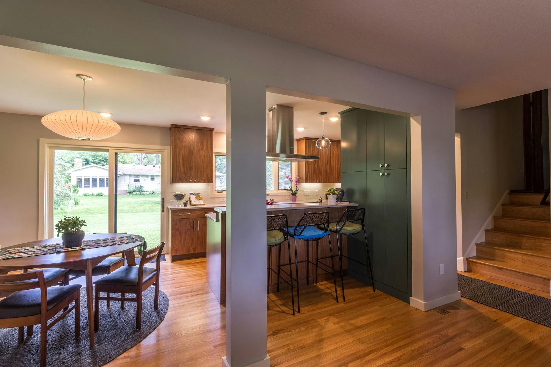 The new kitchen is open to the living and dining areas on the main floor.