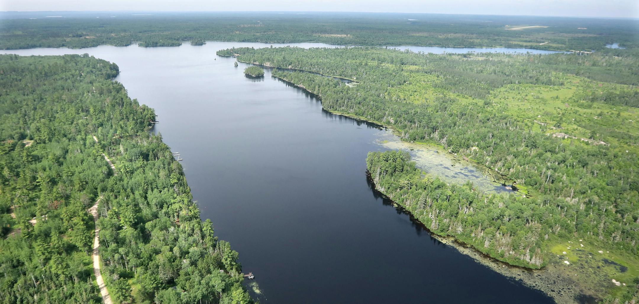 Photos by Bob King taken July 16, 2019, for Opinion Exchange/Editorial on Twin Metals, to publish November 24, 2019. Aerial view of Birch Lake showing the land that would become an underground mine (left) and additional land (right) for a processing facility.