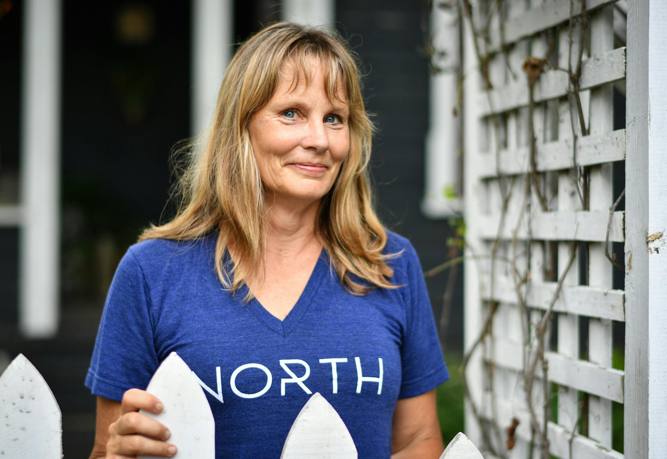 Tamara Jorgenson at her front gate.