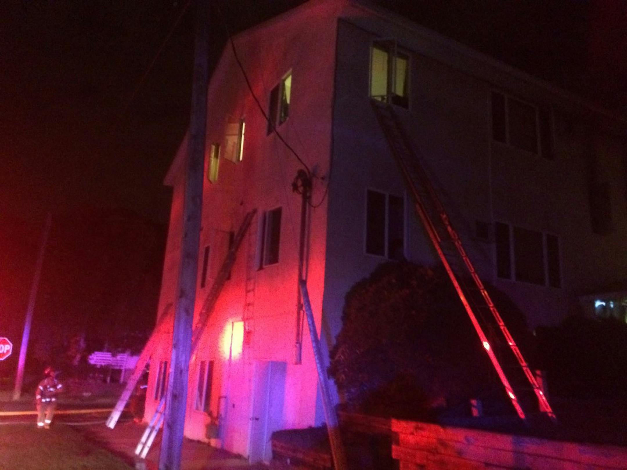 Eight people were injured in a fire early Saturday at a nine-unit apartment building at 30 Baker St. W., St. Paul.