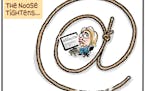 Sack cartoon: Hillary Clinton. E-mail.