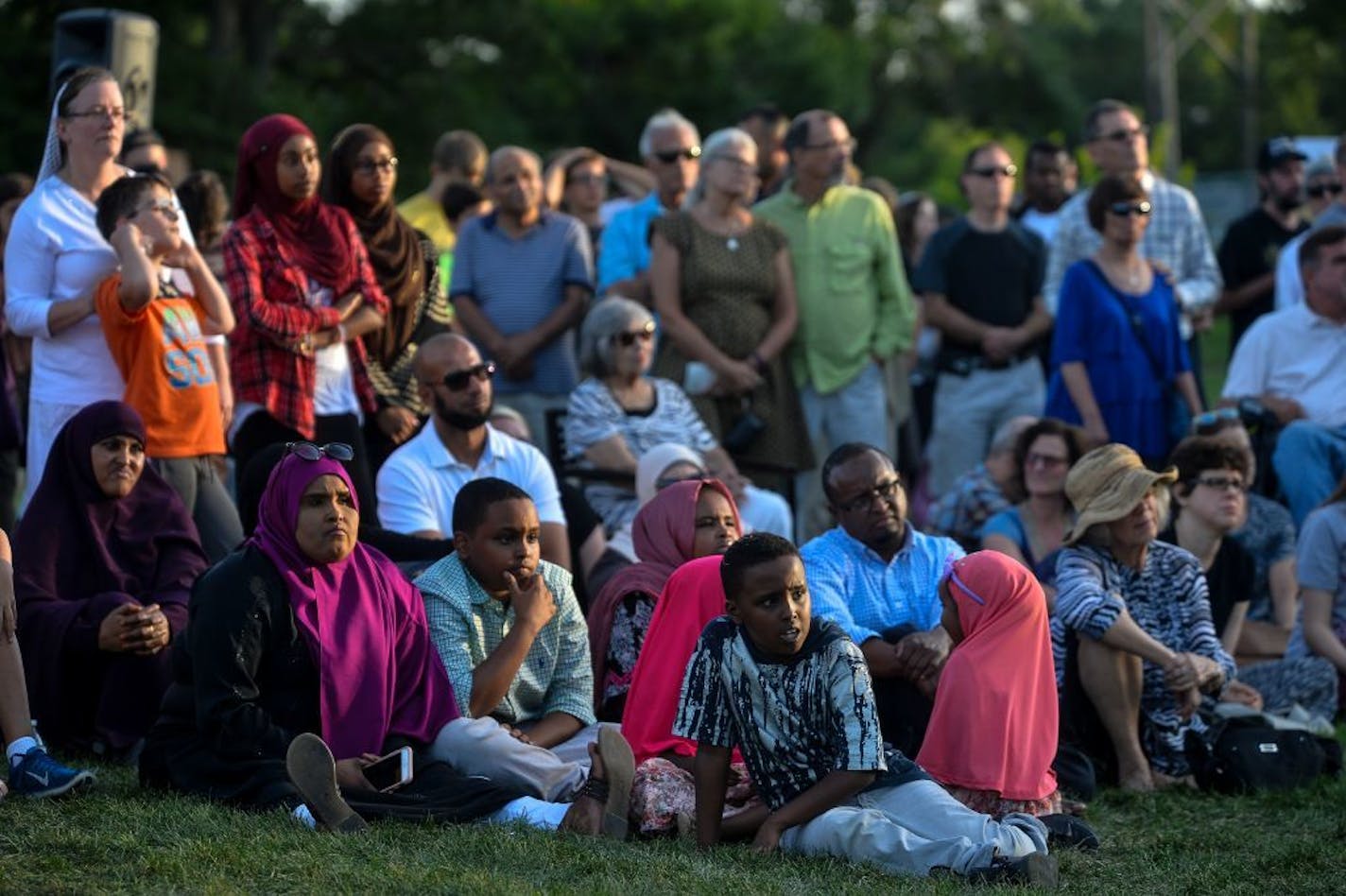 More than a thousand people attended a community-wide show of support for Dar Al Farooq Islamic center in Bloomington on Tuesday, Aug. 8, 2017 following an attack on the center early Saturday morning.